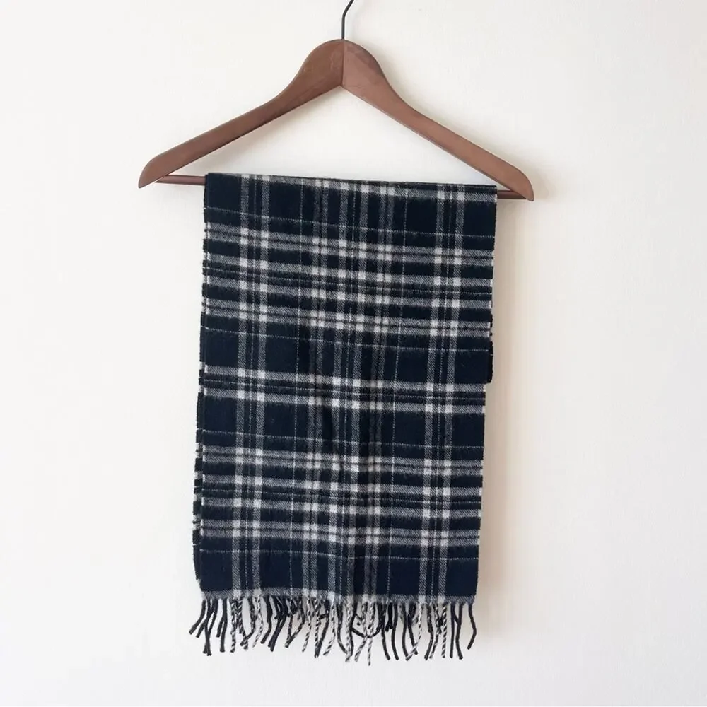The Clans by Phillip MacColl Lambswool Scarf Black and White Plaid